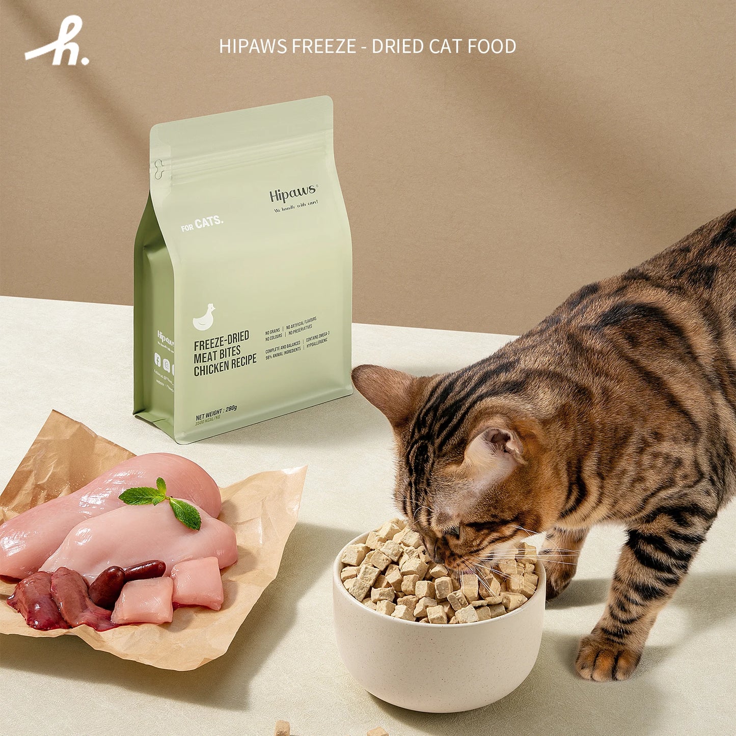 HIPAWS Freeze-Dried High-Protein Cat Food – Grain-Free, Low-Allergen Complete Nutrition for All Life Stages