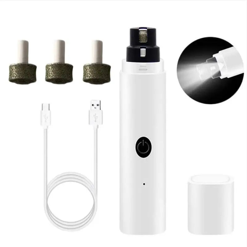 Rechargeable Electric Dog Nail Clippers with LED Light – Quiet Nail Grinder for Pets