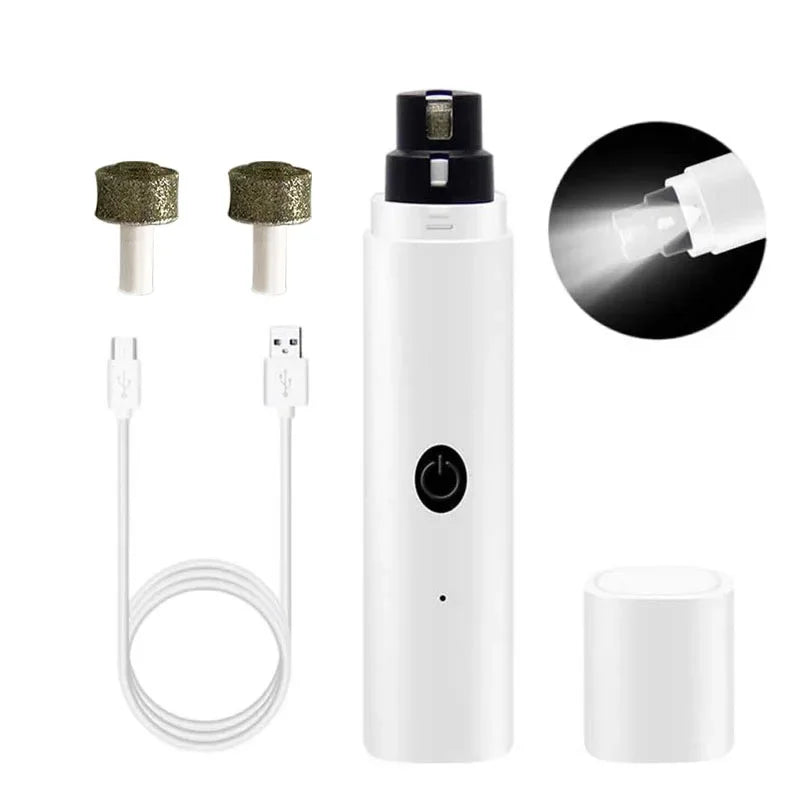 Rechargeable Electric Dog Nail Clippers with LED Light – Quiet Nail Grinder for Pets