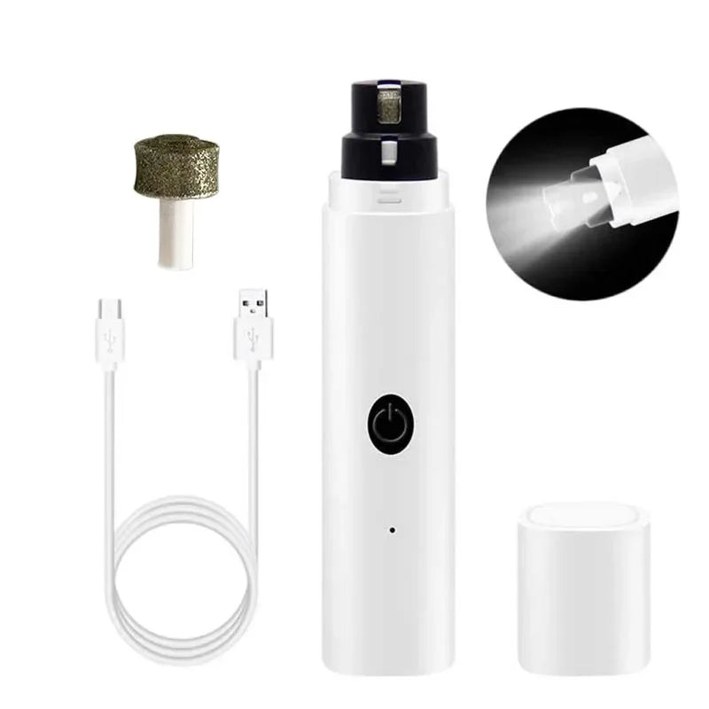Rechargeable Electric Dog Nail Clippers with LED Light – Quiet Nail Grinder for Pets
