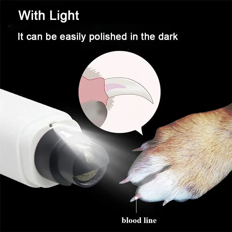 Rechargeable Electric Dog Nail Clippers with LED Light – Quiet Nail Grinder for Pets