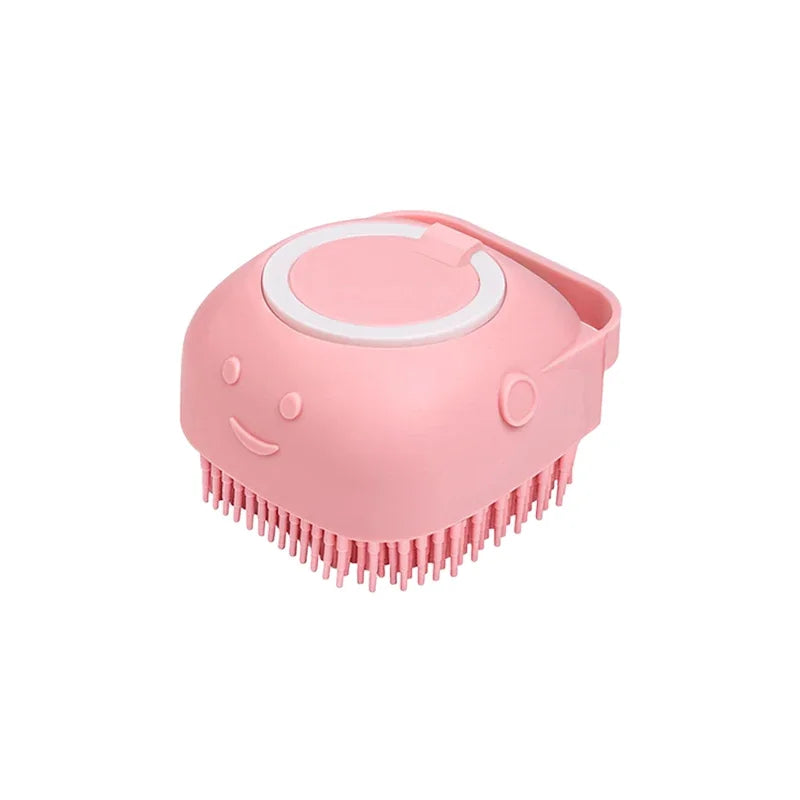 Silicone Dog & Cat Bath Brush with Shampoo Dispenser: Gentle Grooming and Bathing Tool for Pets