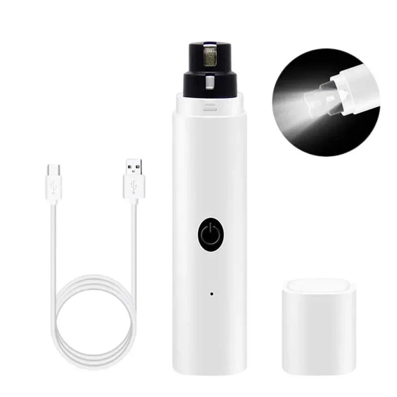 Rechargeable Electric Dog Nail Clippers with LED Light – Quiet Nail Grinder for Pets