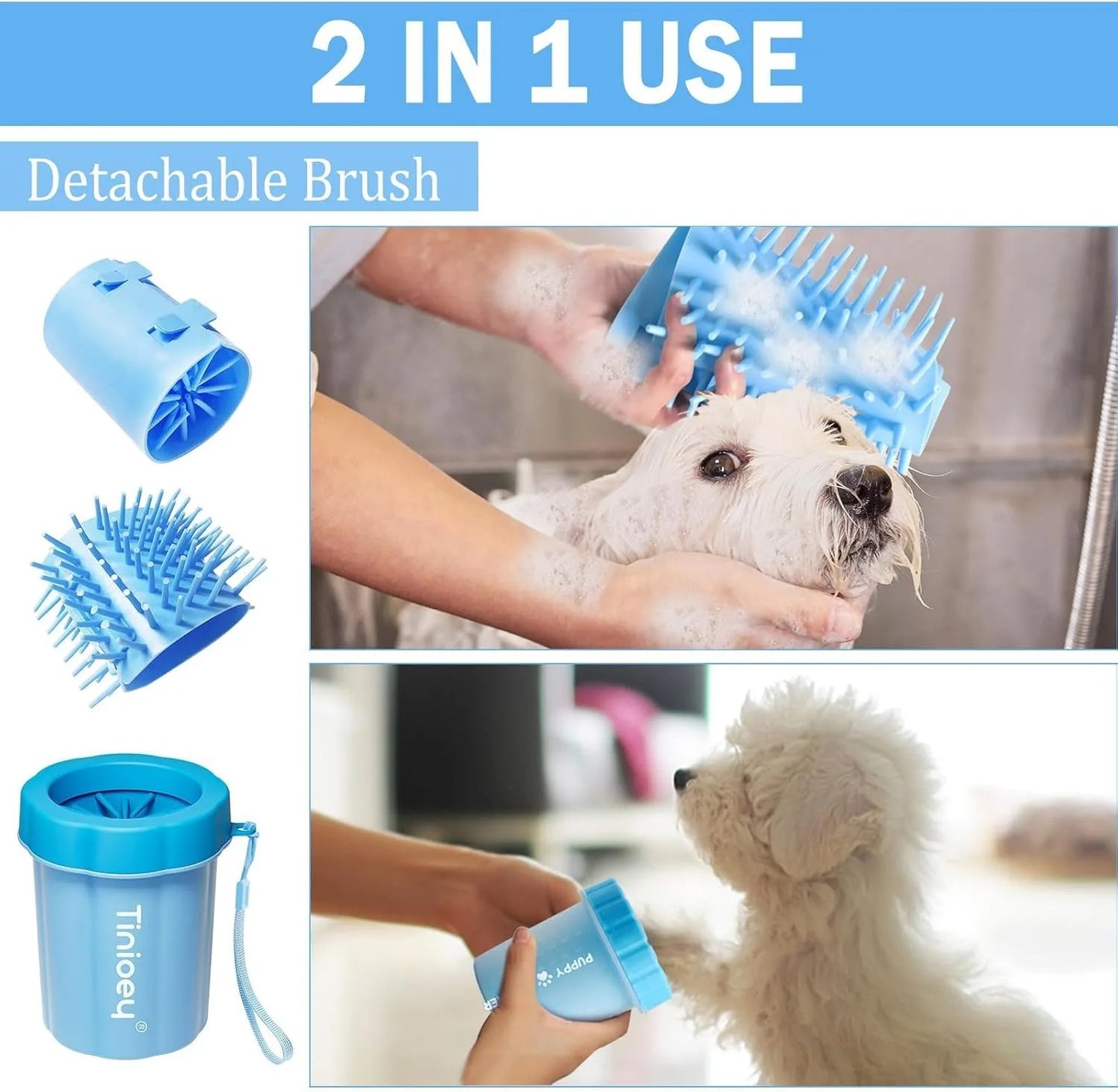 Paw Cleaner for Dogs: Medium Dog Paw Washer Cup for Muddy Paws Portable Pet Foot Cleaner with Soft Bristles
