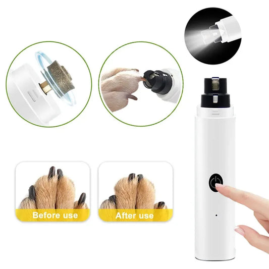 Rechargeable Electric Dog Nail Clippers with LED Light – Quiet Nail Grinder for Pets
